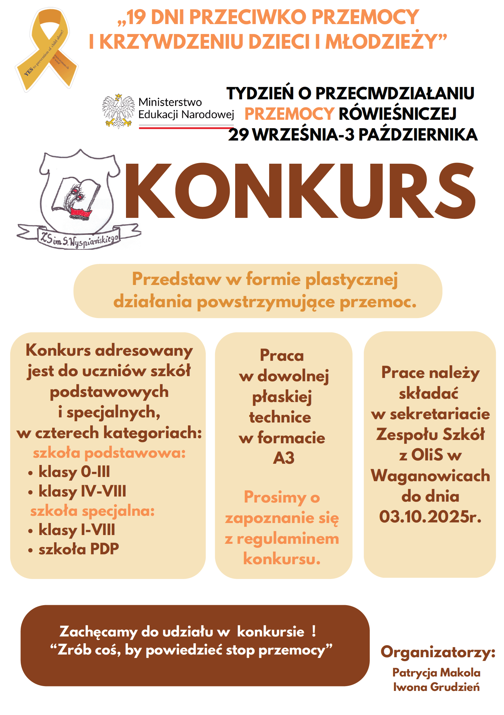 Plakat promujący konkurs pt. 'Stop przemocy'