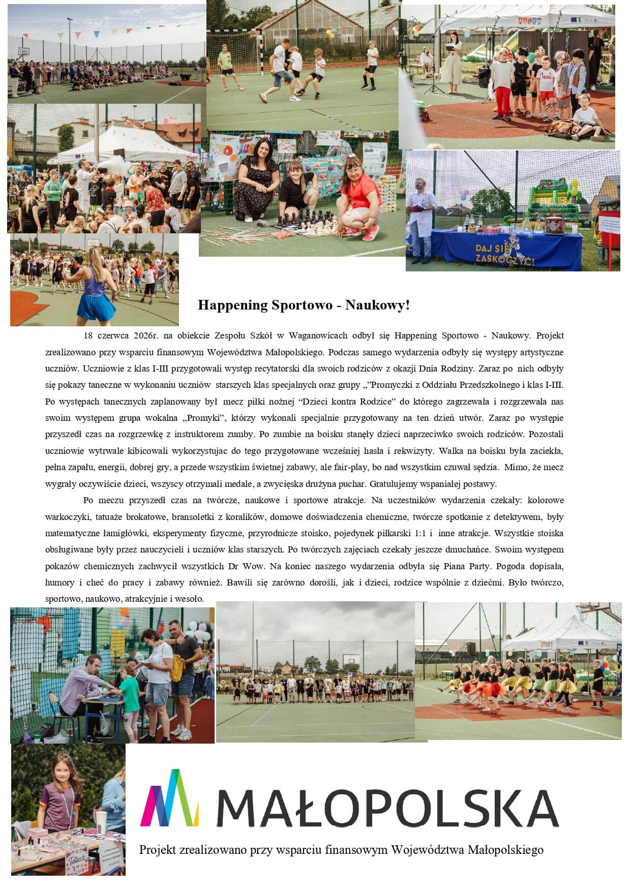 Uczniowie podczas happeningu sportowo - naukowego