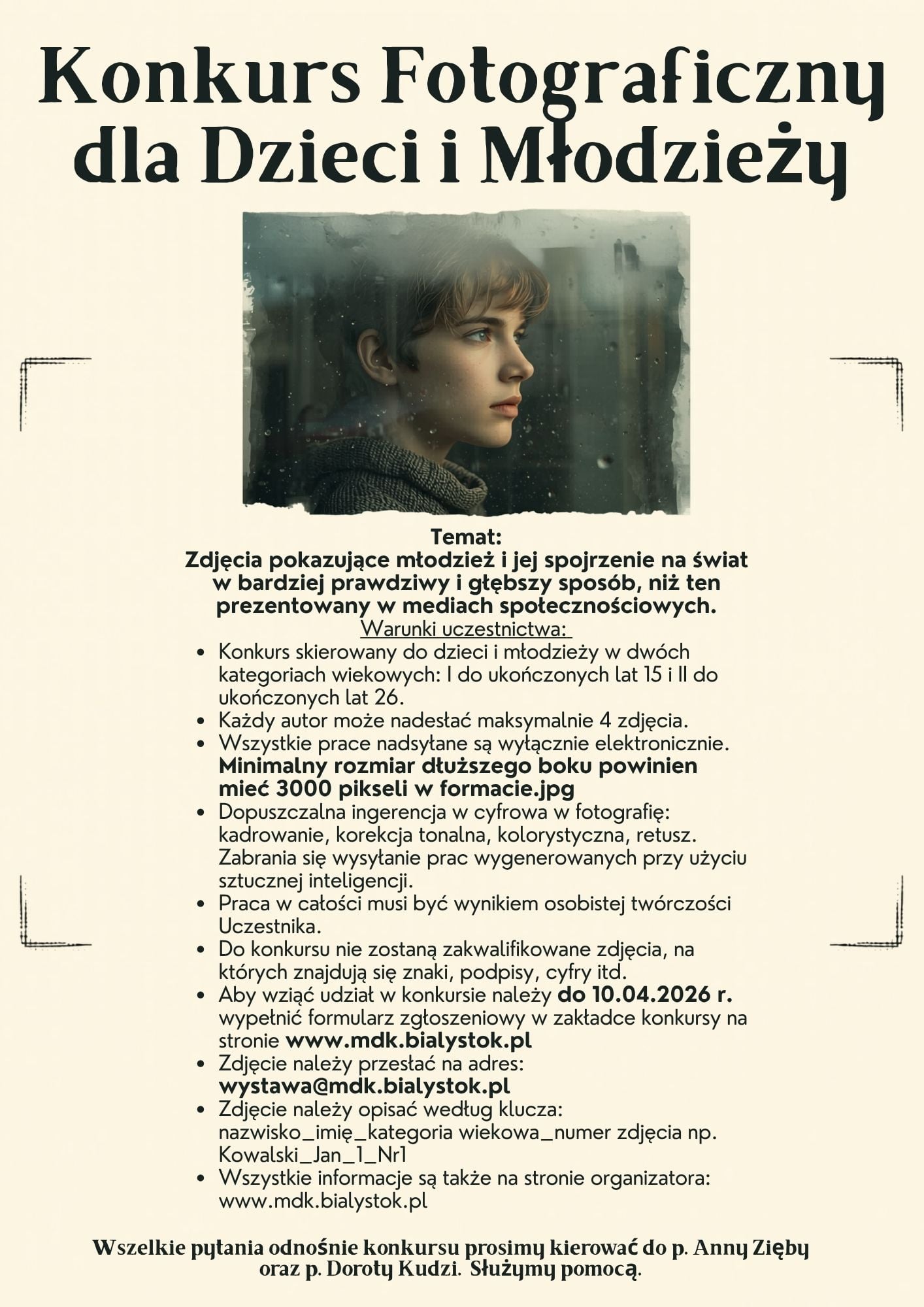 Plakat  promujący konkurs fotograficzny dla dzieci i młodzieży