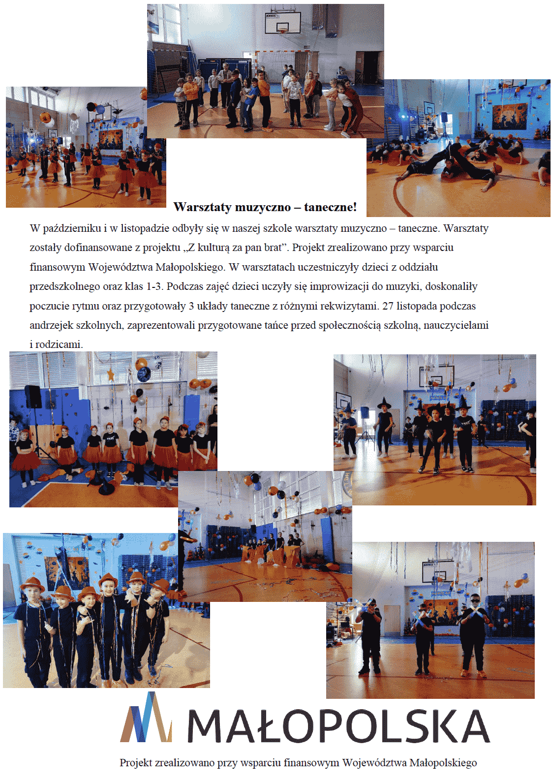 Uczniowie podczas warsztatów muzyczno-tanecznych