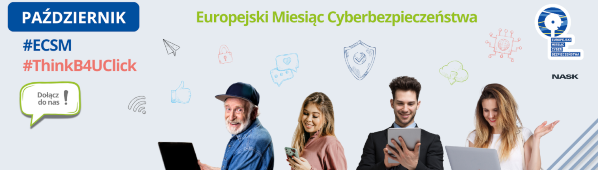 Plakat Europejskiego Miesiąca Cyberbezpieczeństwa - Październik 2025